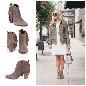 STEVE MADDEN Ohio stacked heel fringe bootie